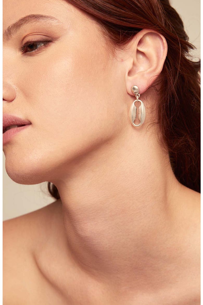 Link Shape Drop Earrings, Alternate, color, Silver
