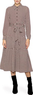 MELLODAY Tiered Long Sleeve Shirtdress