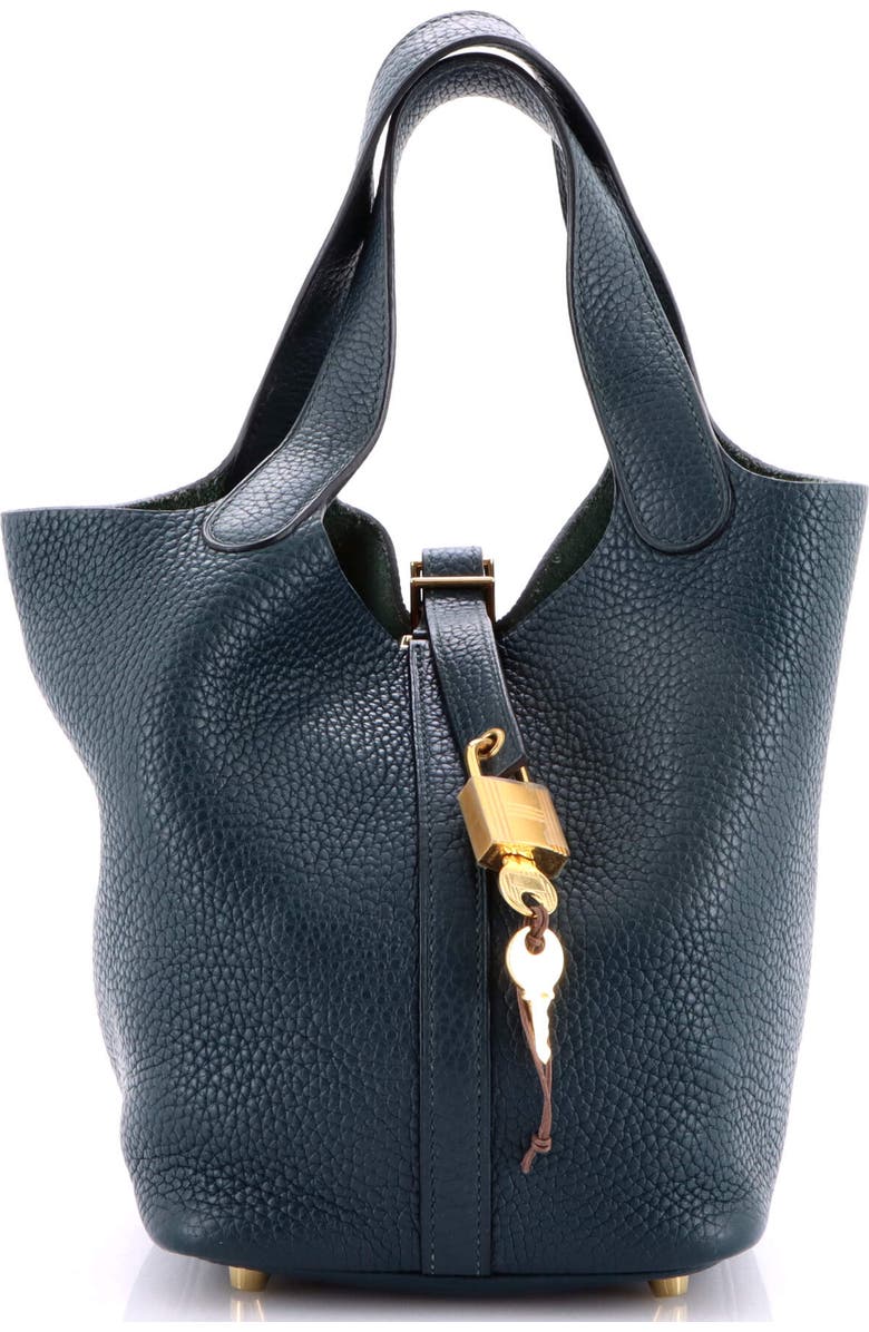 Pre-Owned Hermes Picotin Lock Bag Clemence PM, Main, color, Vert Cypress