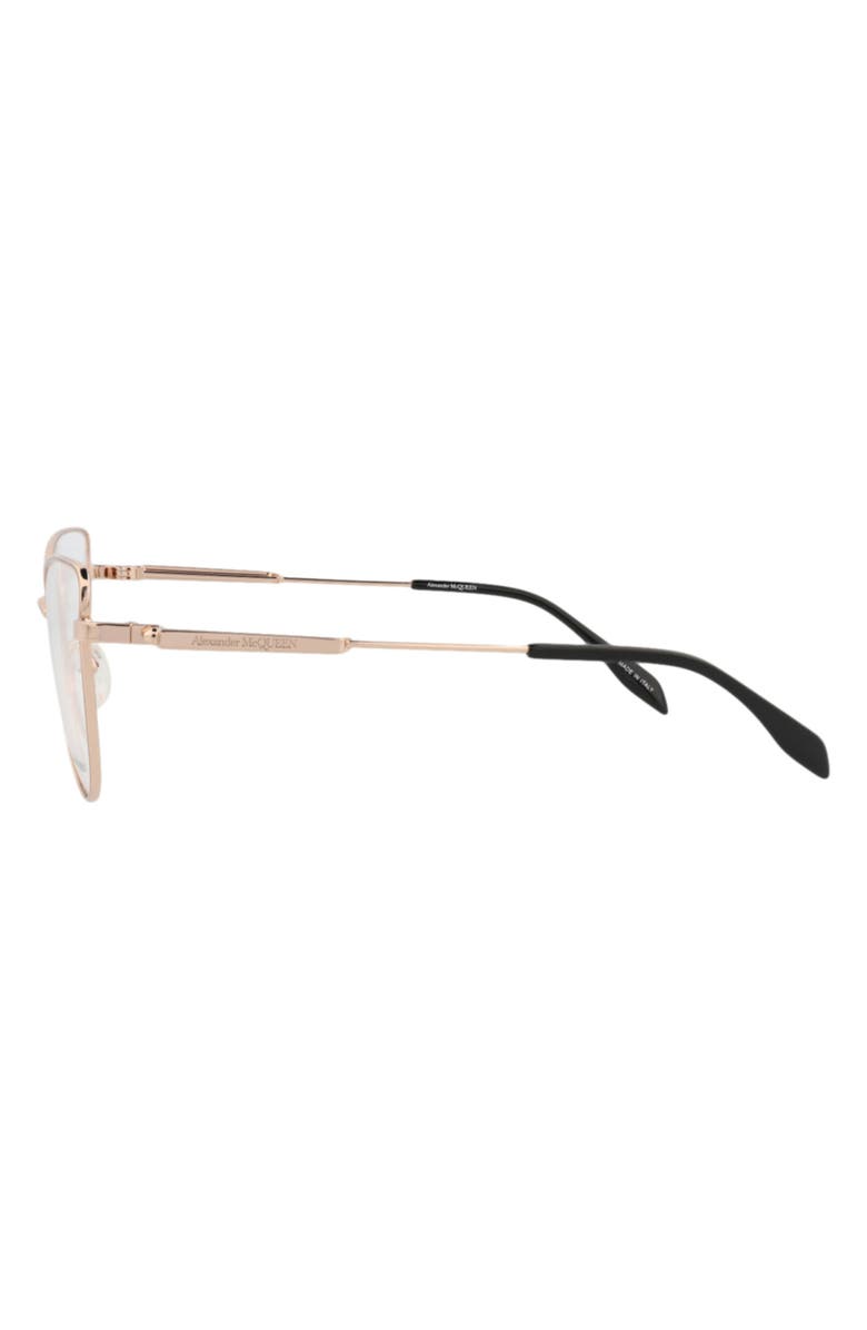 McQueen 55mm Cat Eye Optical Glasses, Alternate, color, Gold Gold Transparent