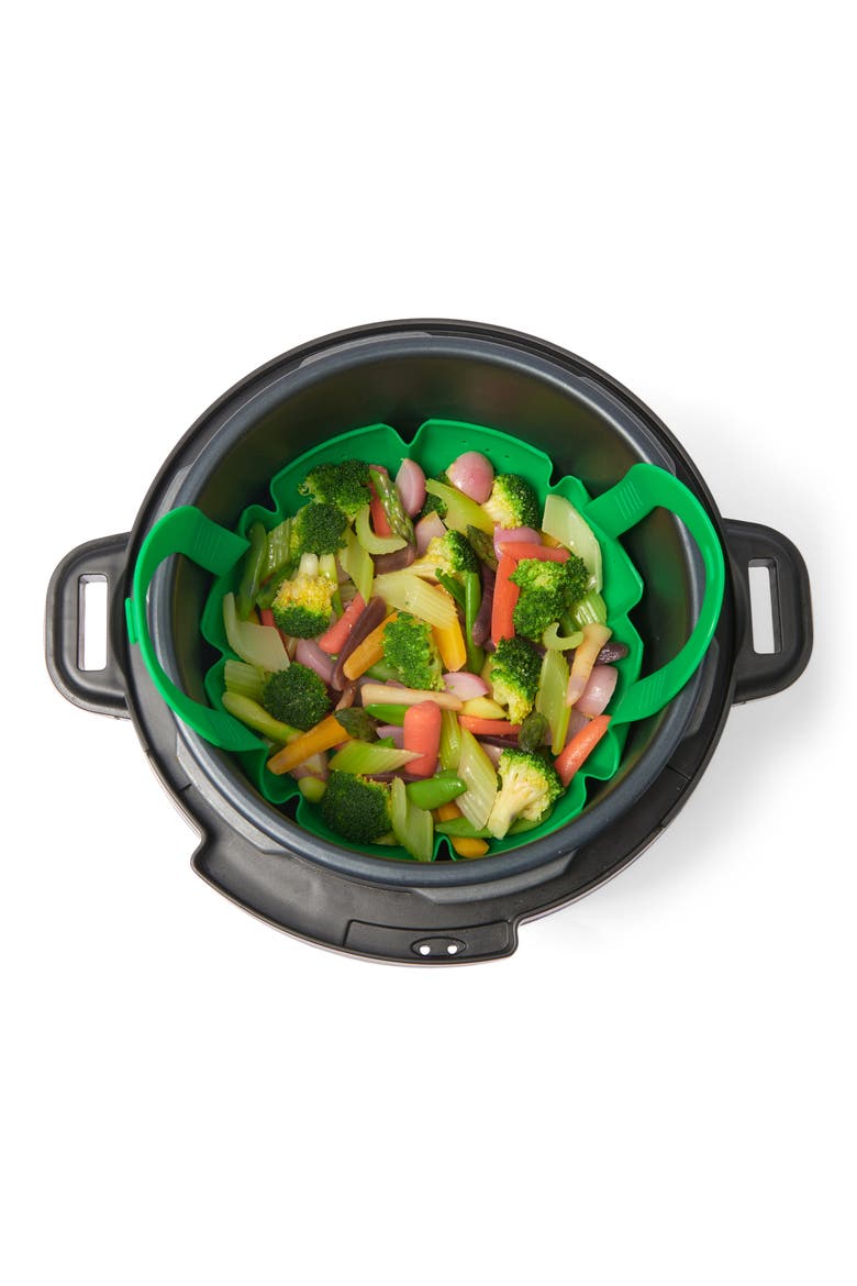 Silicone Vegetable Steamer, Alternate, color, Green