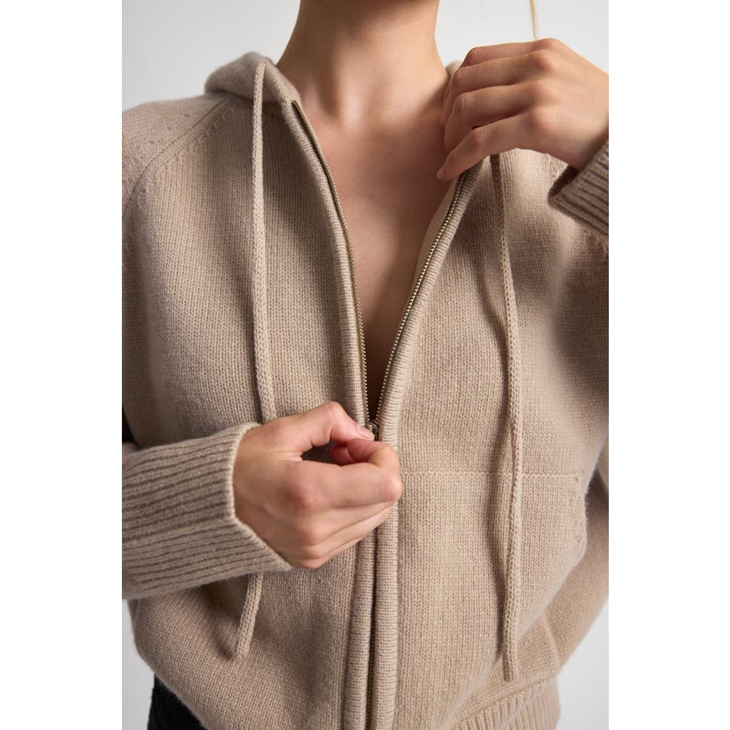 Almina Concept Wool Hoodie Zip Up Sweater In Beige