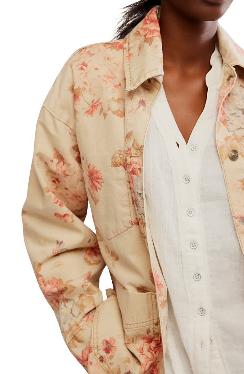 Free People Avery Floral Denim Jacket, Alternate, color,