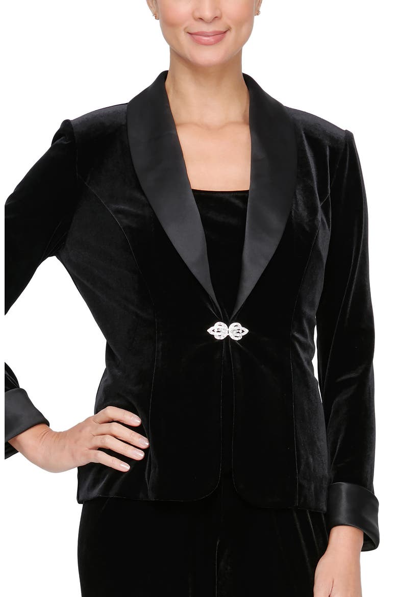 Velvet & Satin Twinset, Main, color, BLK BLK