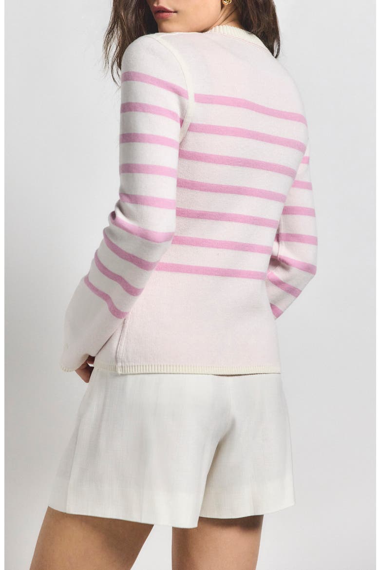 Mariana Reversible Stripe Wool Blend Cardigan, Alternate, color, VENETIAN PINK MULTI