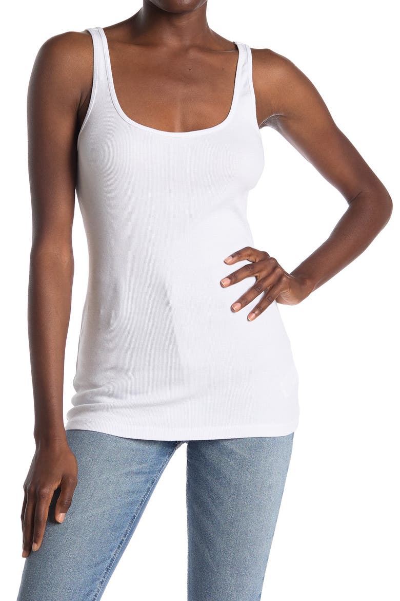 Ribbed Knit Tank, Main, color, WHITE