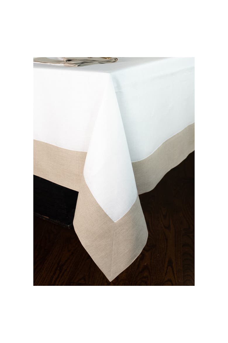 Linen Tablecloth - Contempo, Alternate, color, Natural and White