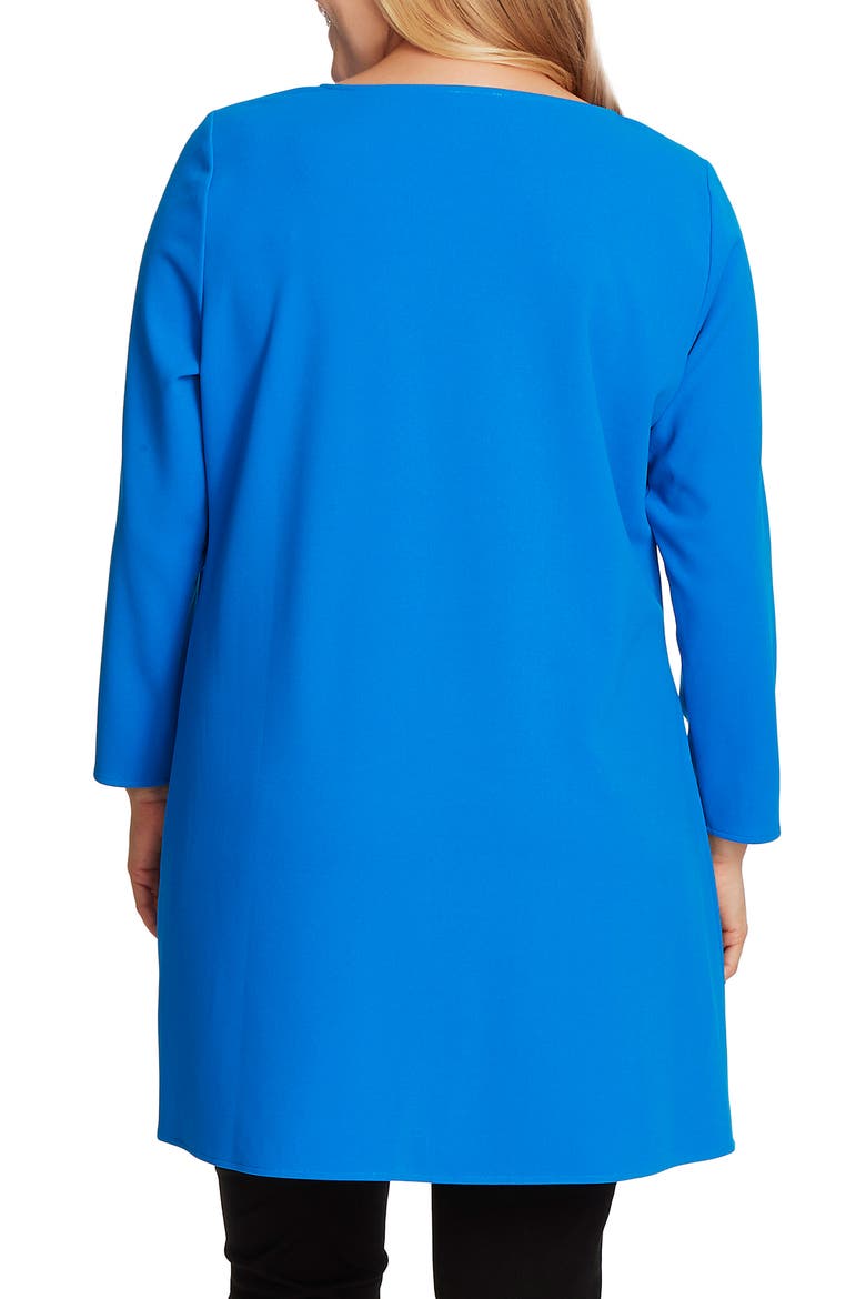 Long Sleeve Side Slit Crepe Tunic, Alternate, color, PEACOCK