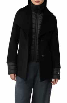 Soia & Kyo Freida Mixed Media Coat with Removable Puffer Bib