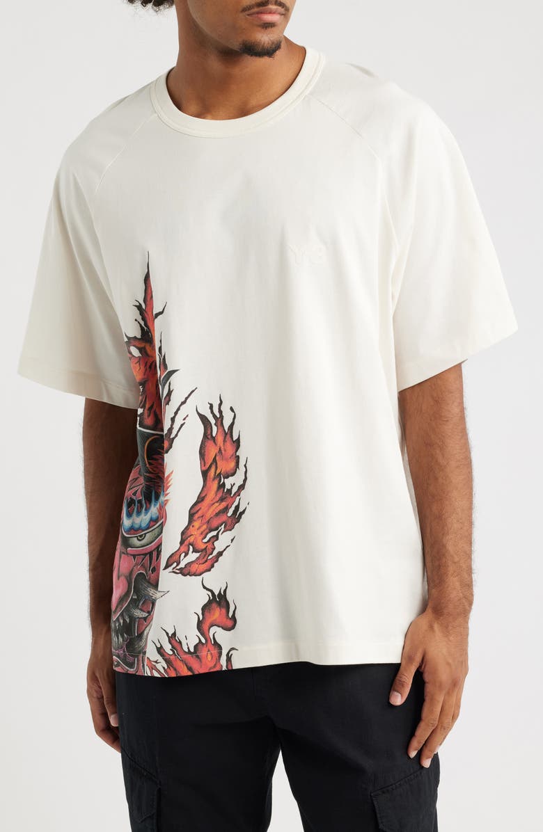 Y-3 Graphic Short Sleeve Cotton T-Shirt, Main, color, Chalk White