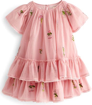Baker by Ted Baker Kids' Embroidered Floral Tulle Tiered Dress