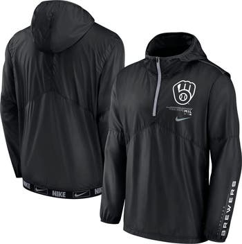 nike milwaukee brewers ナイロンジャケット プルオーバー Nike Men's Nike Black Milwaukee Brewers Authentic Night Game