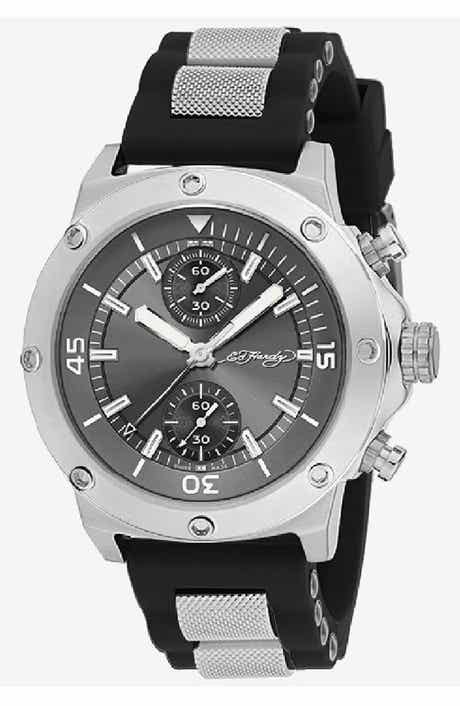 Ed Hardy Quartz Chronograph Silicone Strap Watch, 52mm