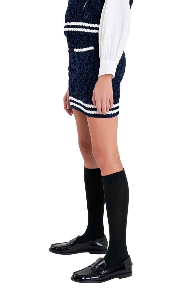 Chenille Miniskirt, Alternate, color, NAVY/ WHITE