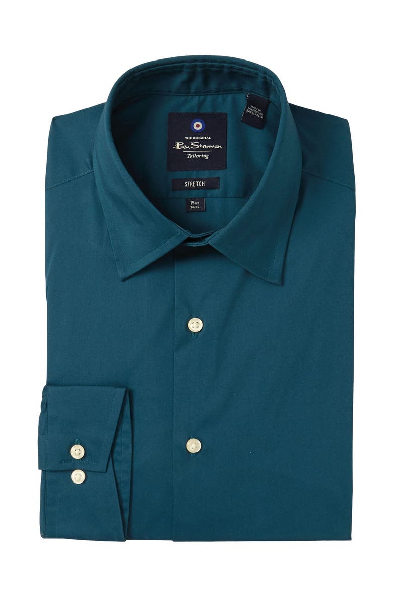 Ben Sherman Solid Tailored Stretch Fit Dress Shirt, Main, color,