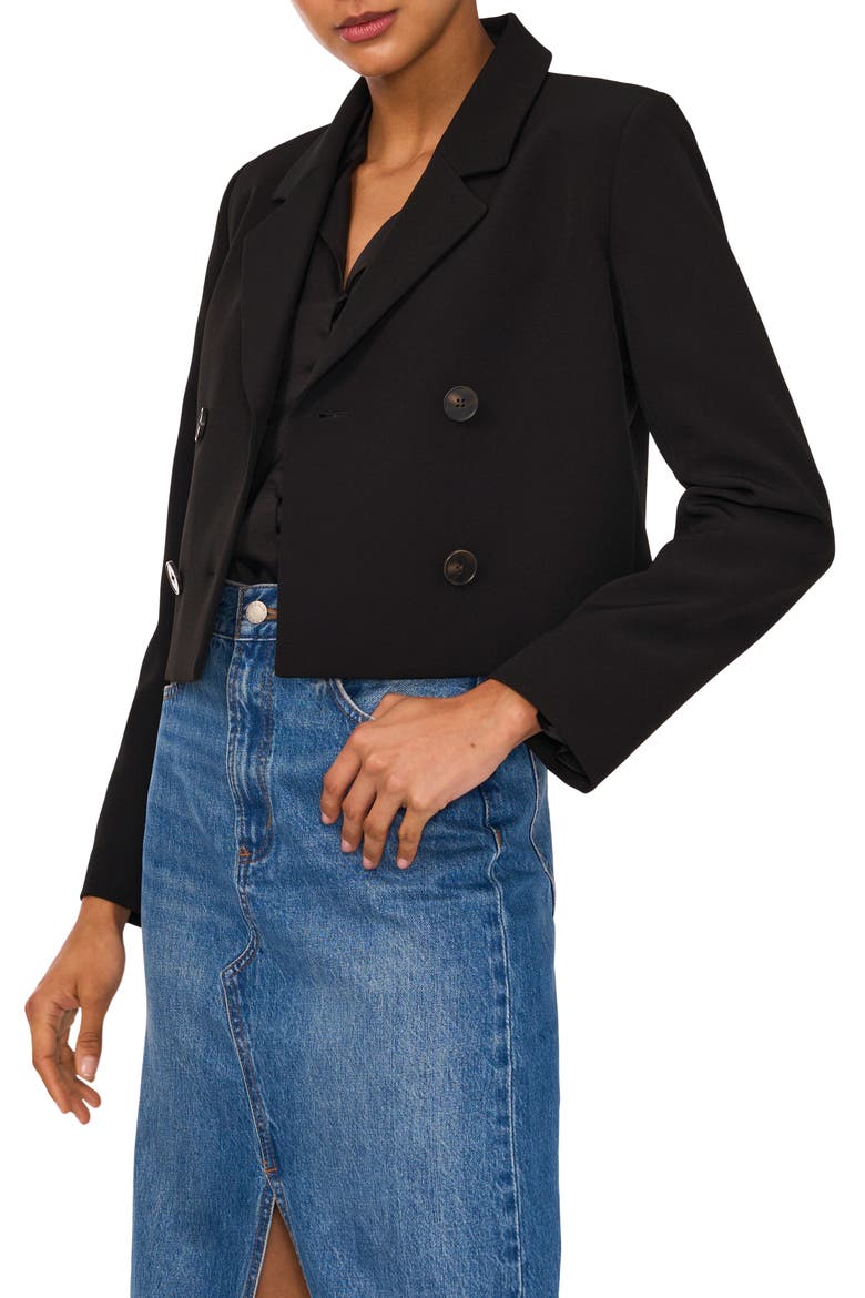Double Breasted Crop Blazer, Main, color, RICH BLACK