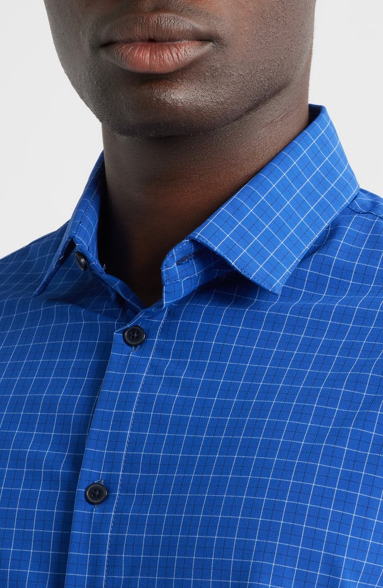 Mizzen+Main Leeward No Tuck Trim Fit Plaid Performance Button-Up Shirt, Alternate, color, Cobalt Manor Plaid