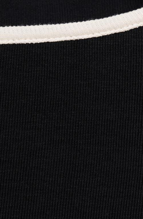 Mango Porta Stripe Cotton Long Sleeve T-shirt In Black