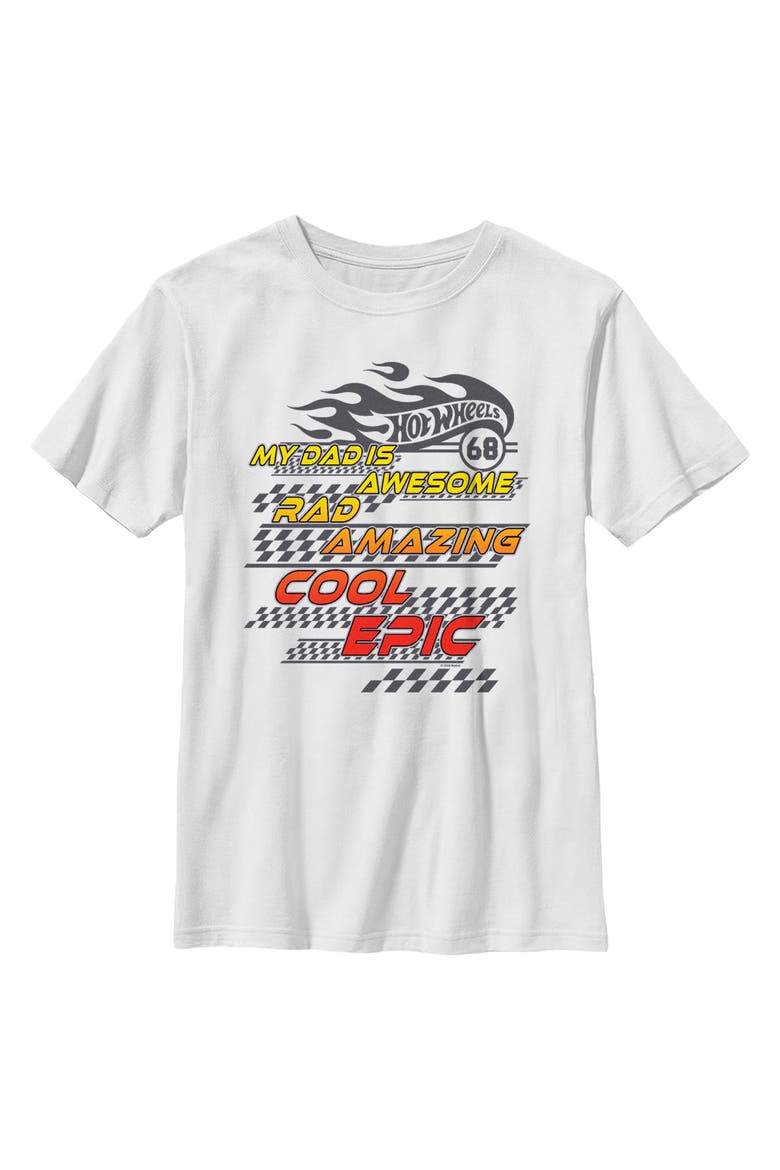 Boy's Hot Wheels My Dad Is Awesome  Graphic T-Shirt, Main, color, White