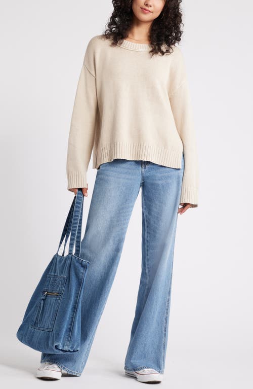 Bp. Acid Wash Oversize Cotton Sweater In Beige Pumice
