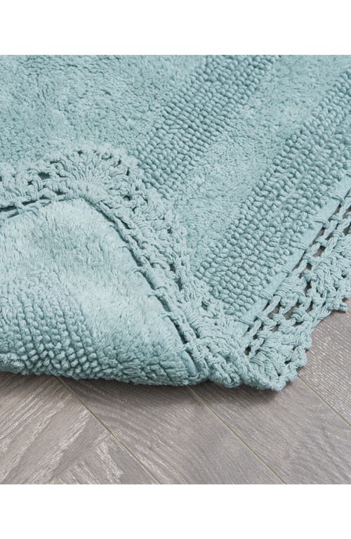 Laura Ashley Reversible Crochet Cotton 2-piece Bath Mat Set In Blue