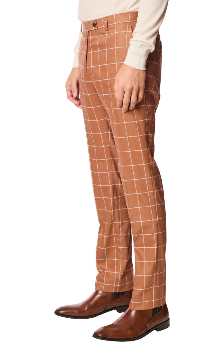 PAISLEY & GRAY Downing Slim Fit Flat Front Windowpane Dress Pants, Alternate, color, Pumpkin Spice Windowpane