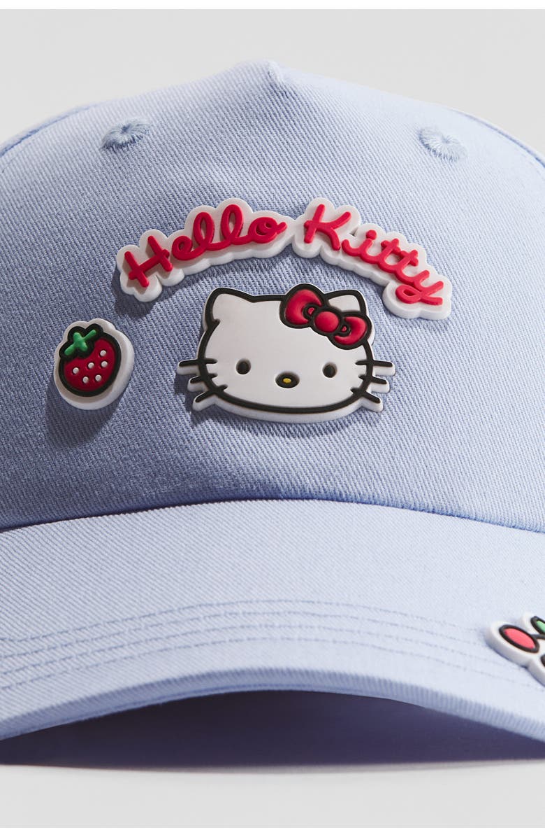 H&M Motif-detail Cotton Cap, Alternate, color, Light Blue/Hello Kitty