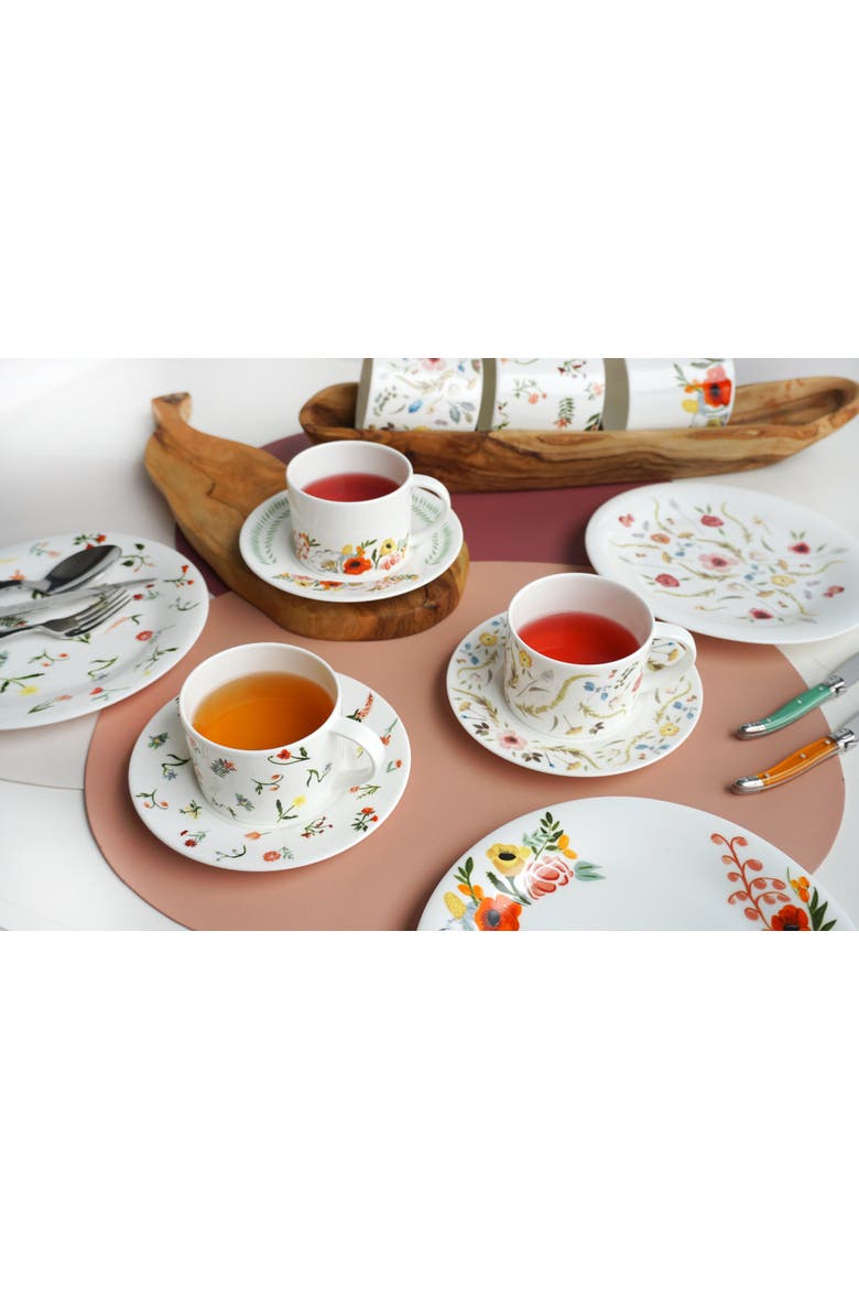 Scandinavian Floral Cup and Saucer, Alternate, color, Multi