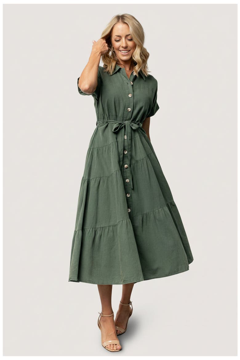 Logan Button Up Dress, Main, color, Green