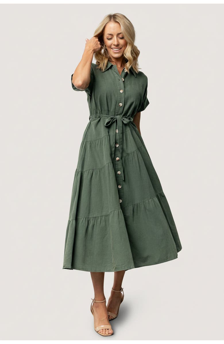 Baltic Børn Logan Button Up Dress, Main, color, Green