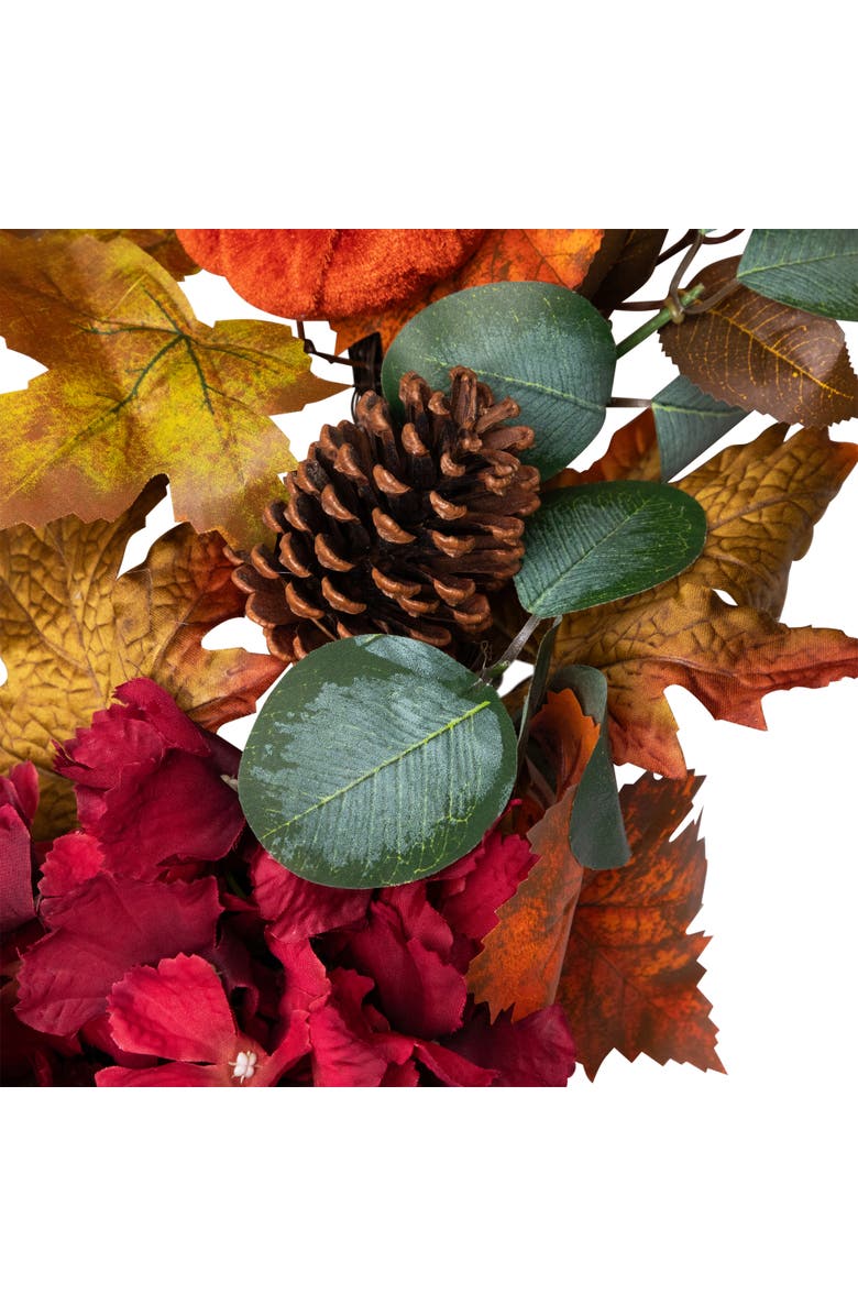 Northlight Artificial Floral and Pinecone Fall Harvest Wreath - 22" - Orange and Burgundy, Alternate, color, Orange