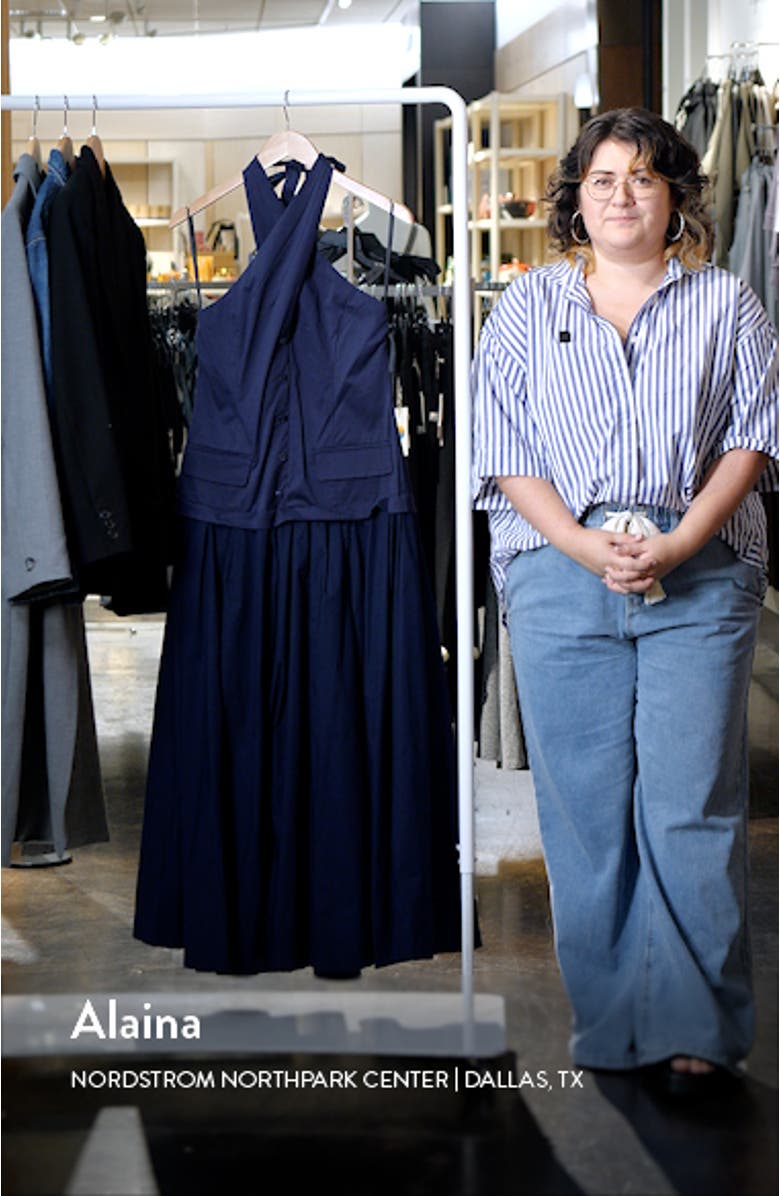 Harrington Stretch Cotton Halter Maxi Dress, sales video thumbnail