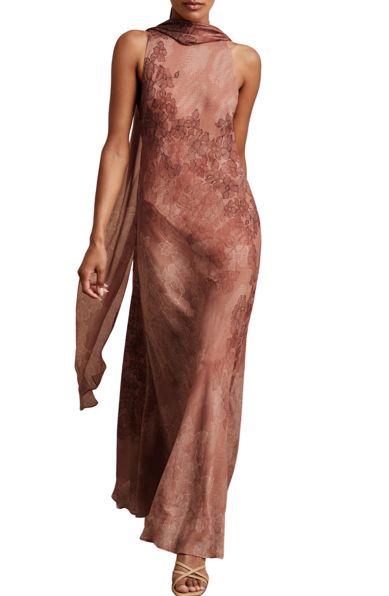 Reiss Lacey Sleeveless Column Dress, Main, color, Pale Pink