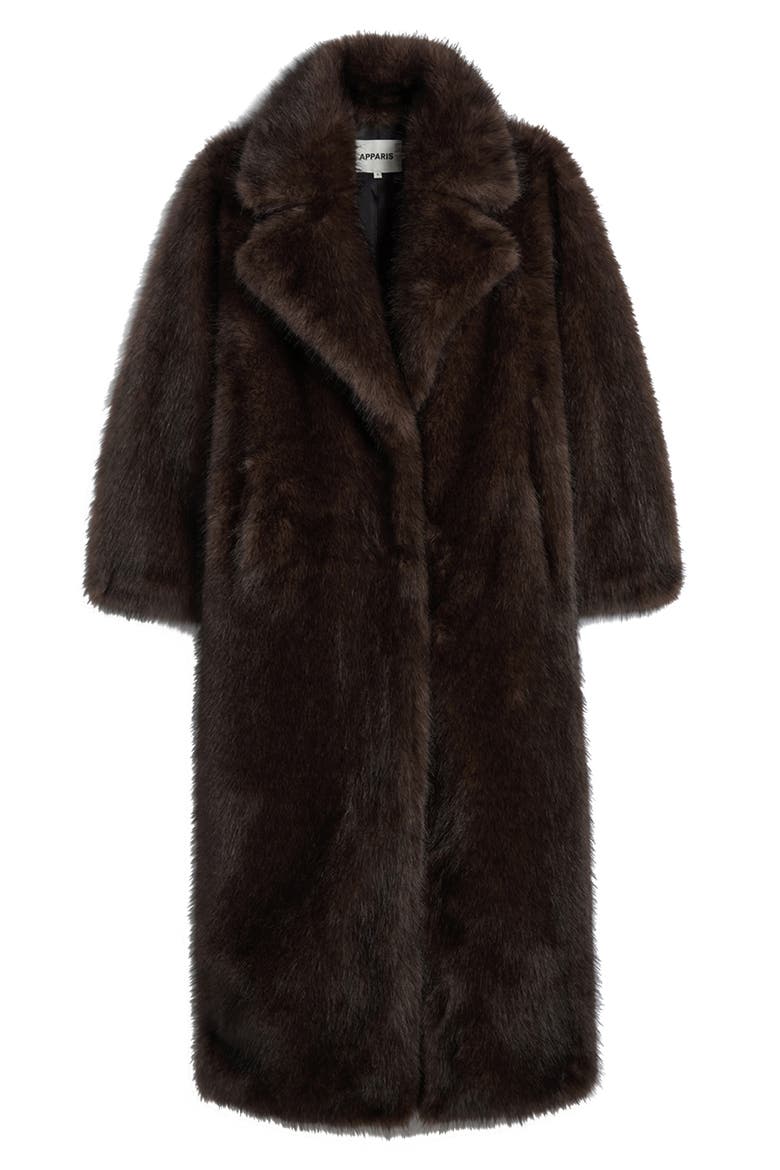 Gabrielle Faux Fur Maxi Coat, Alternate, color, FAUVE MULTI
