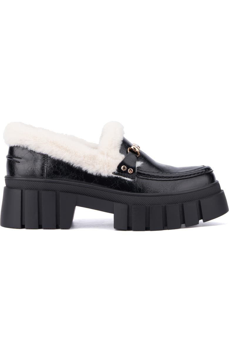 NEW YORK AND COMPANY Seraphina Faux Fur Trim Lug Sole Platform Loafer, Alternate, color,