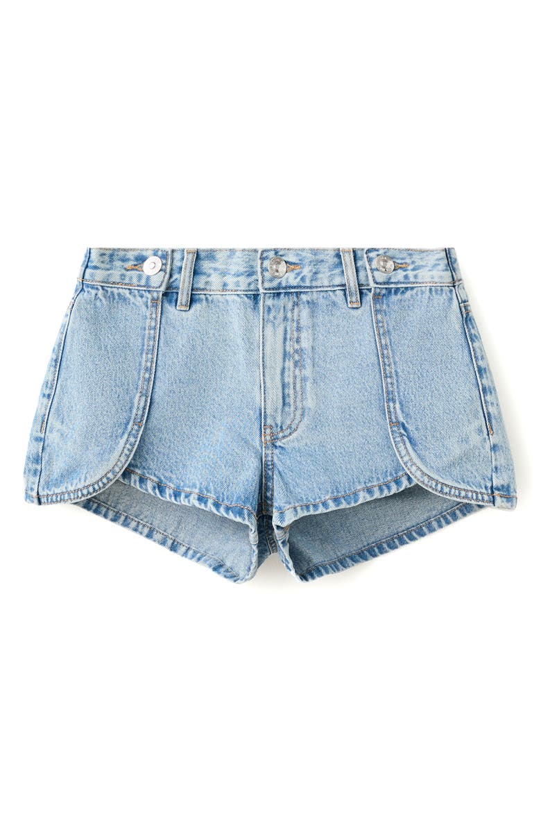MANGO TEEN Seam Detail Denim Shorts, Main, color, 