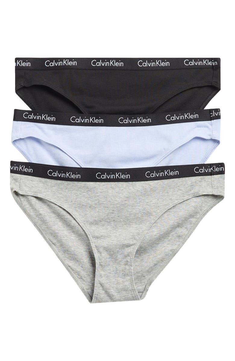 Calvin Klein 3-Pack Hashtag Rib Knit Bikini Briefs, Main, color, P7a/ Ub1/ Tkf