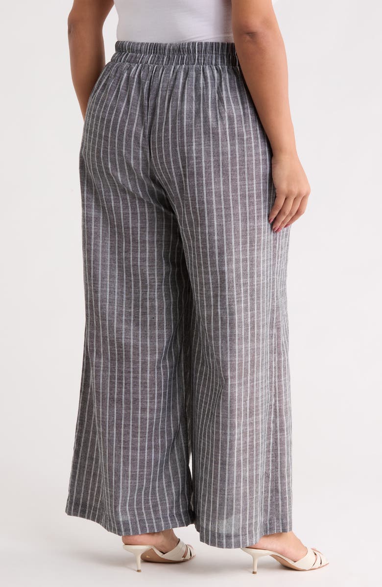 Renee C Tropical Print Wide Leg Pants, Alternate, color, Black