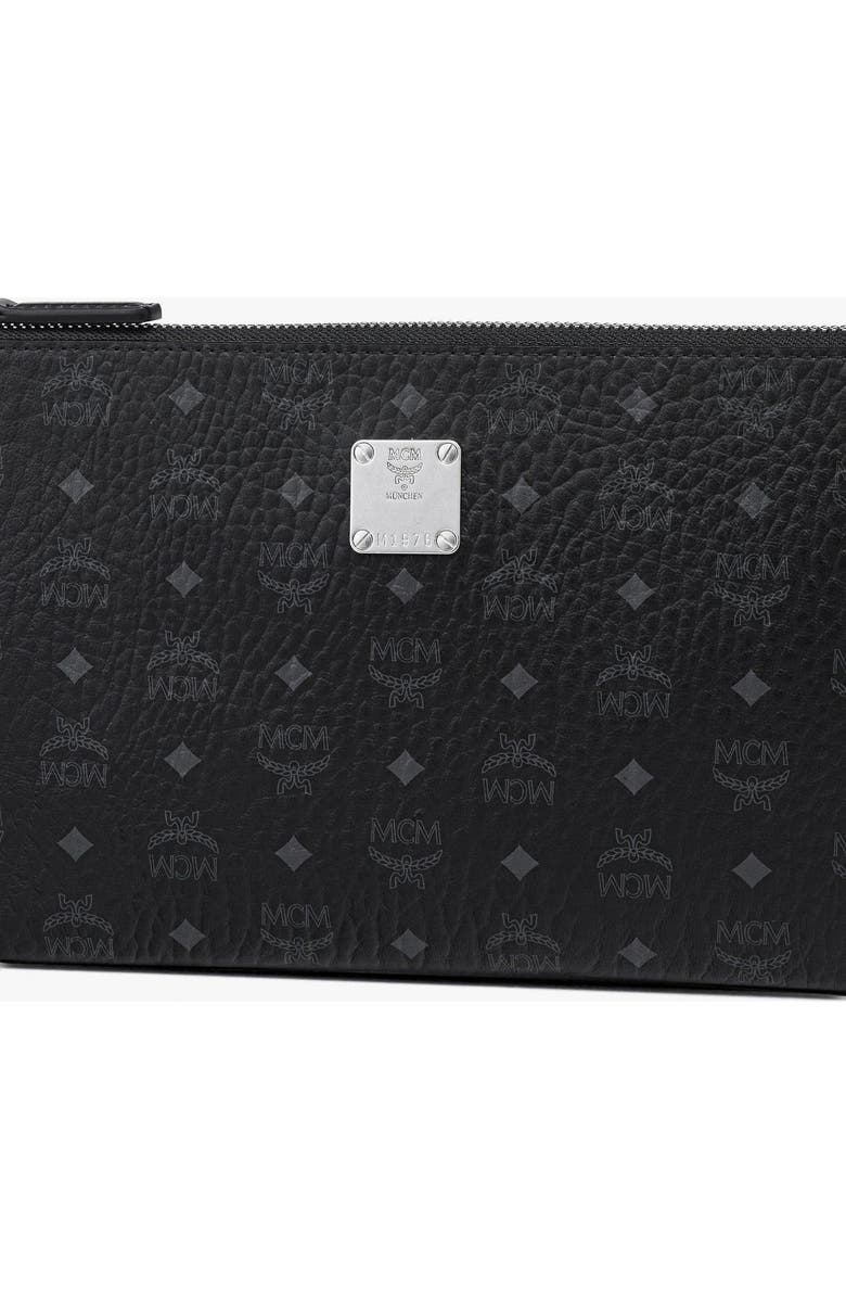 MCM Aren Crossbody Pouch in Visetos, Alternate, color, Black