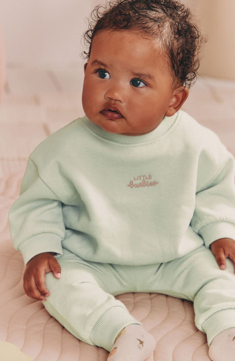 NEXT Little Bambino Sweatshirt & Joggers Set, Alternate, color, Green