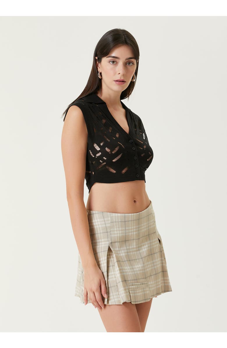 PCFG Cropped Ripped Knit Top Jet, Alternate, color, Black