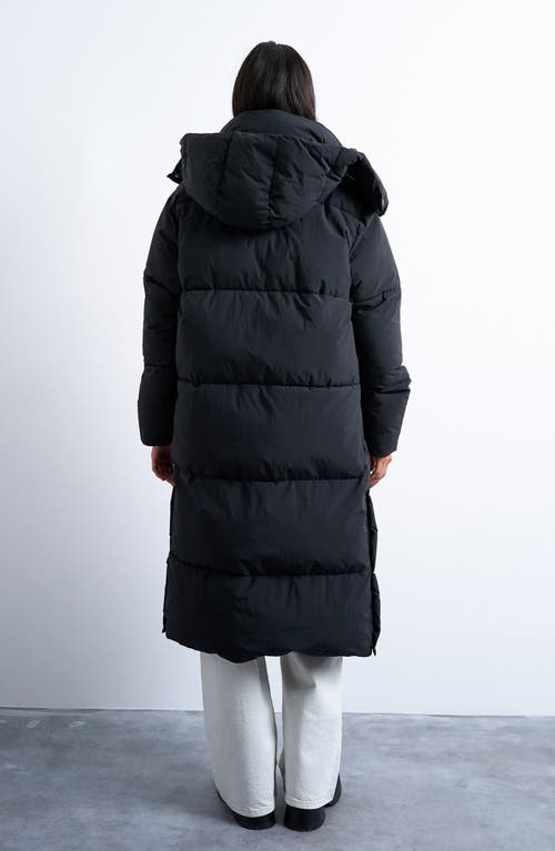 Topshop Longline Quilted Puffer Coat In Black
