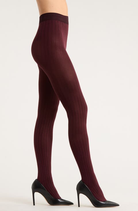 Two-Tone Stripe Mesh Tights