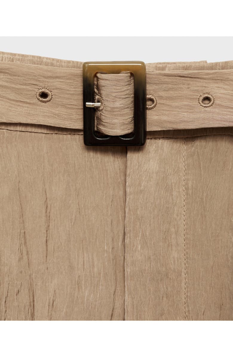 MANGO Belted Textured Wide Leg Pants, Alternate, color, 