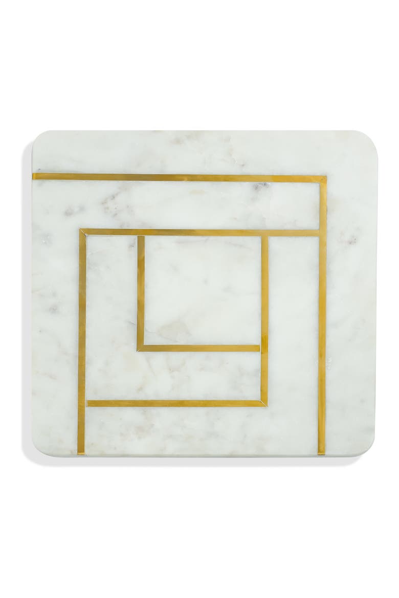 Noble Lineage Marble Platter, Main, color, WHITE/ GOLD