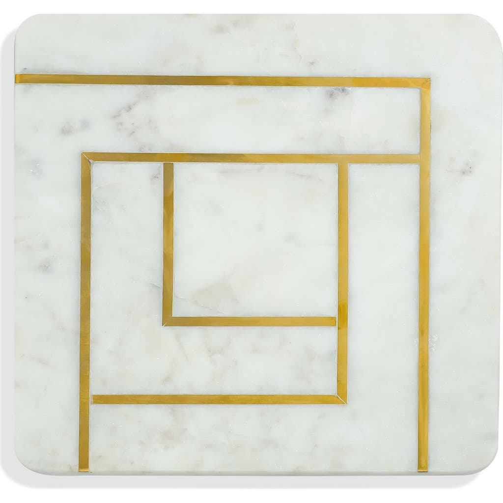 Tiramisu Noble Lineage Marble Platter In White/gold