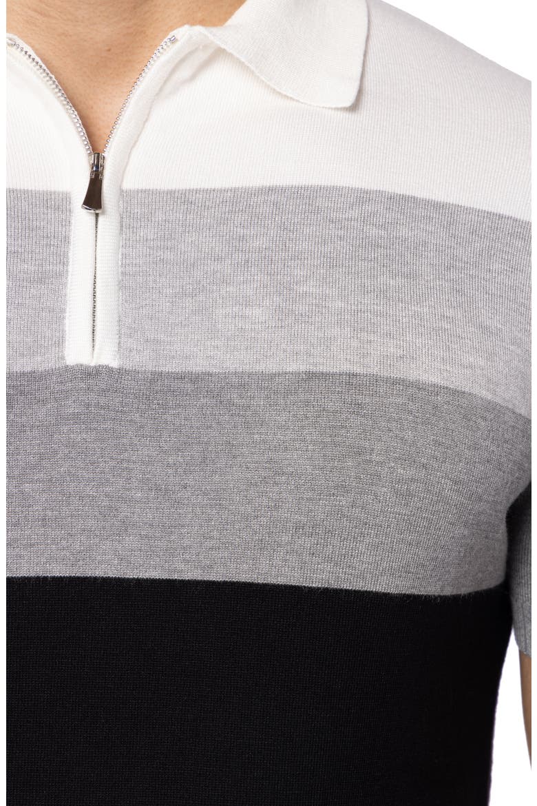 Striped Polo Sweater, Alternate, color, BLACK