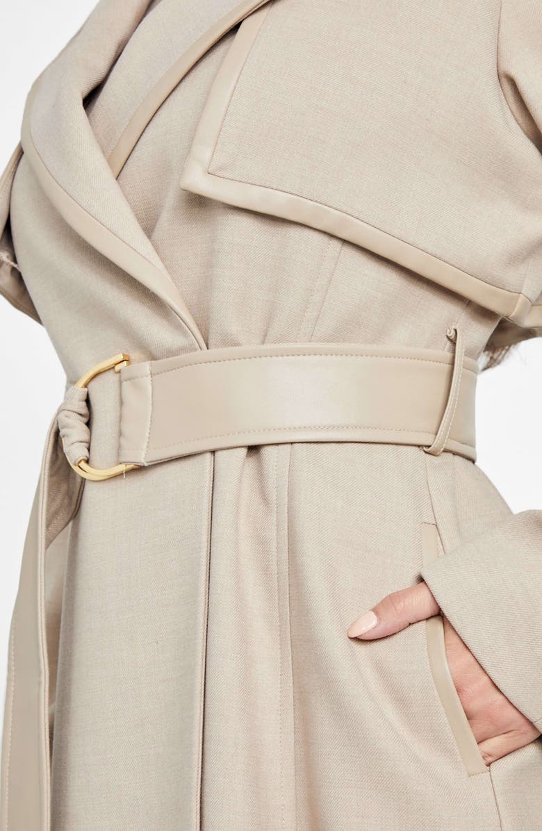 Marciano Natalie Belted Longline Trench Coat, Alternate, color, Light Khaki