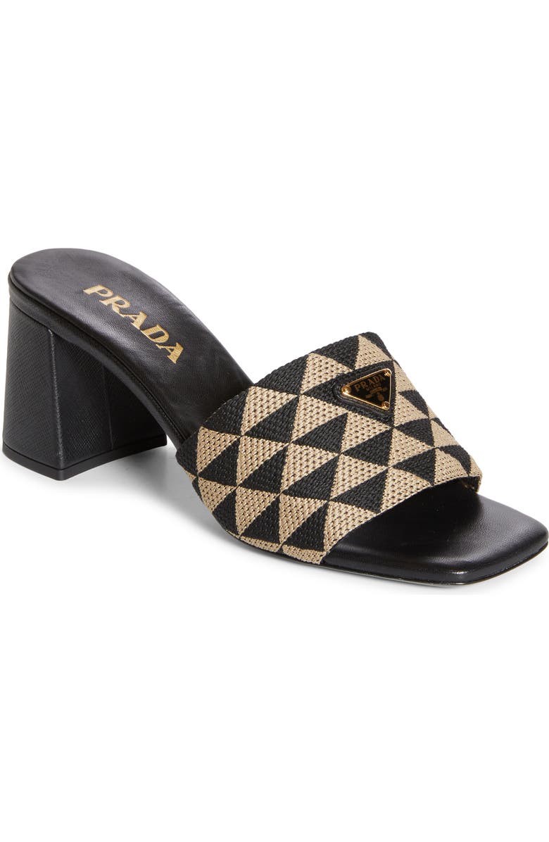 Prada Triangle Jacquard Slide Sandal, Main, color,