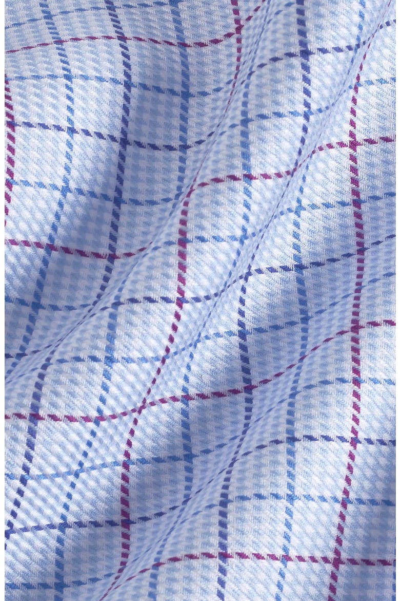 Regular Fit Check Cotton Dobby Dress Shirt, Alternate, color, SKY/ MERLOT